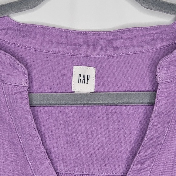 GAP Women's Lavender Ruffle Sleeve V-Neck LightweightGauze Blouse Top Size Large - Picture 3 of 8